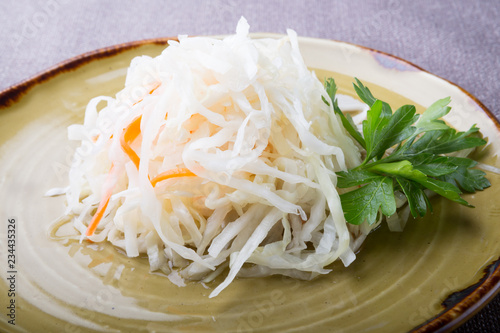 Salted and marinated cabbage sauerkraut salad