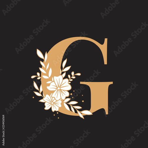 Botanical capital letter G vector