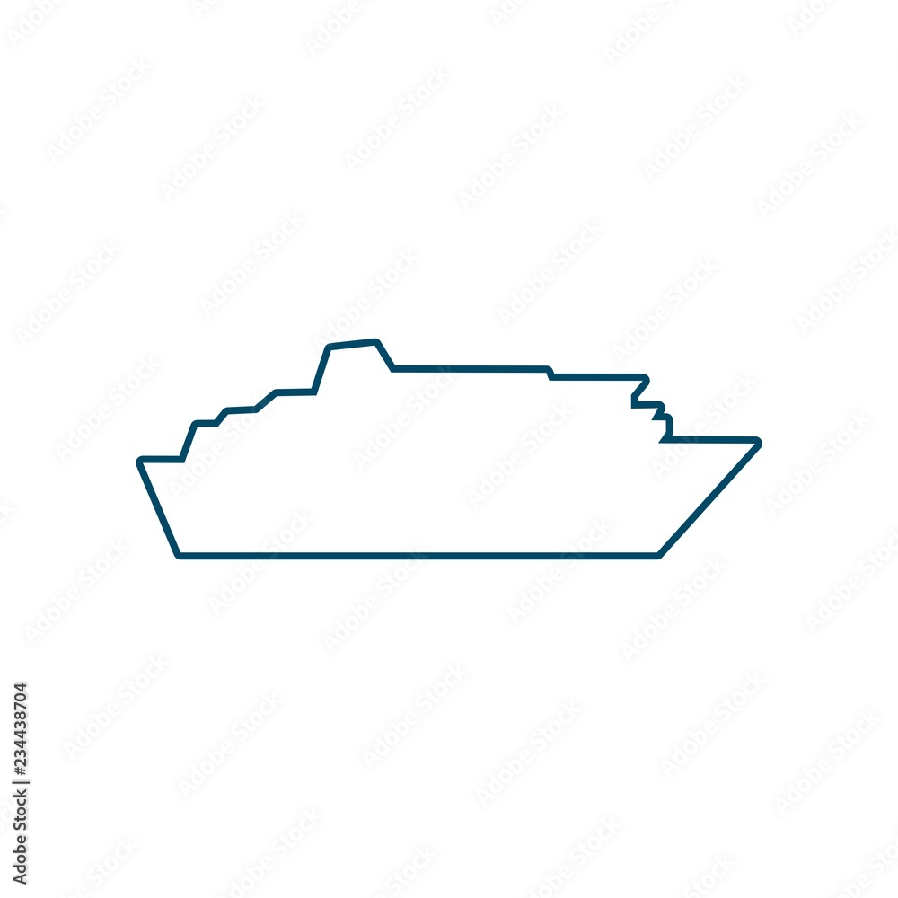 Ferry boat icon in thin line style. Ferry boat icon in thin line style.