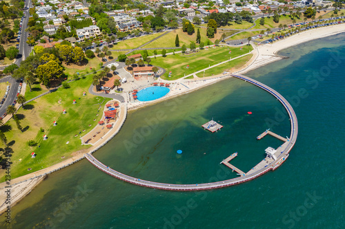 Aerial photo of a swimming enclosure at Geelong, Australia