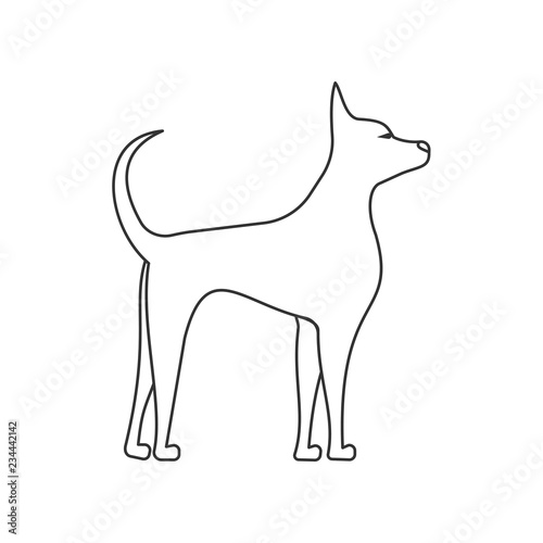 dog side view linear illustration. Pets and grooming