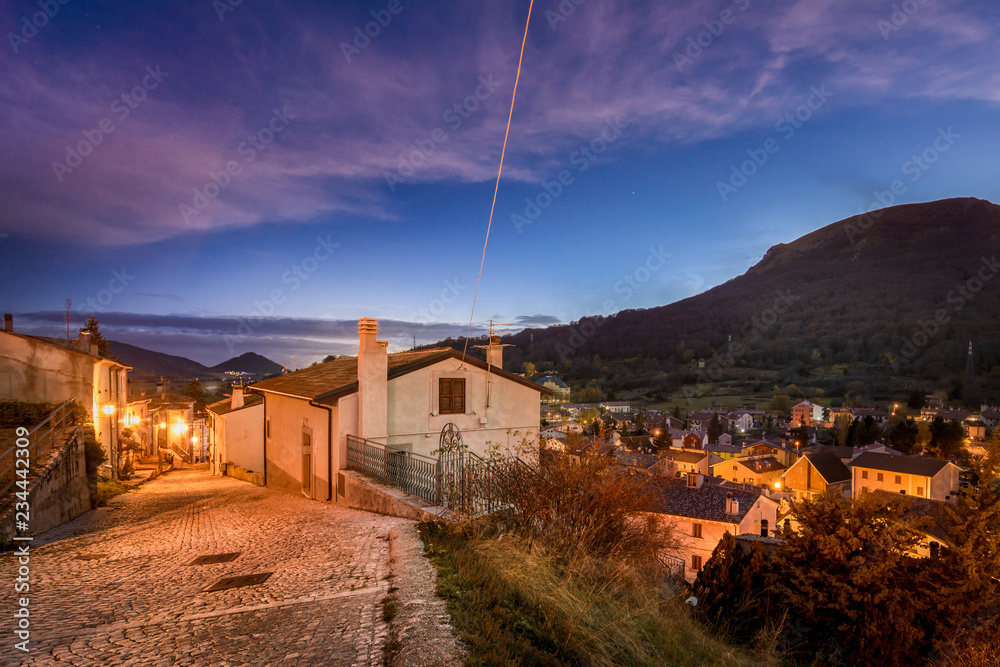 Rovere and Ovindoli during the evining Time  - A little town situated in Abruzzo's Mountain.  City Lights turn On