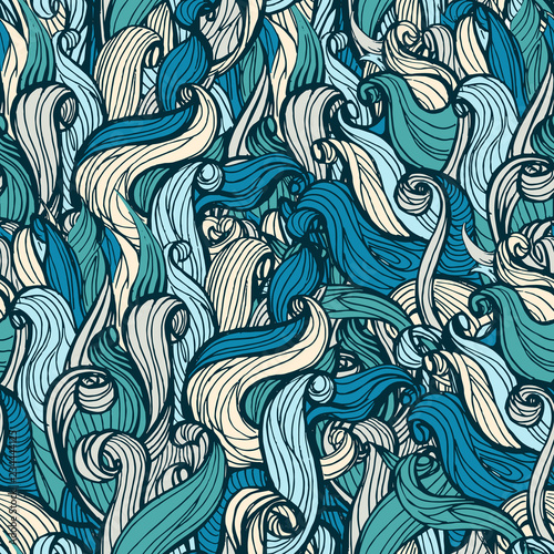 Hair doodle seamless background - endless pattern