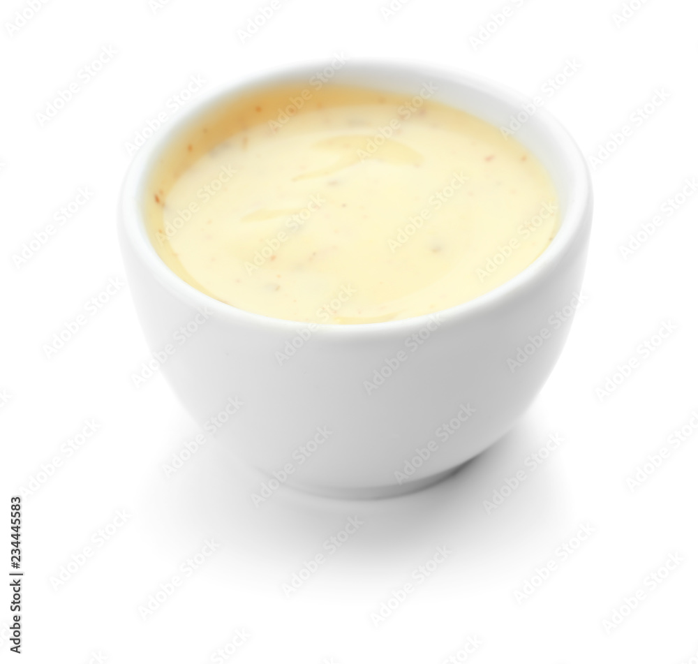 Tasty sauce in bowl on white background Tasty sauce in bowl on white background