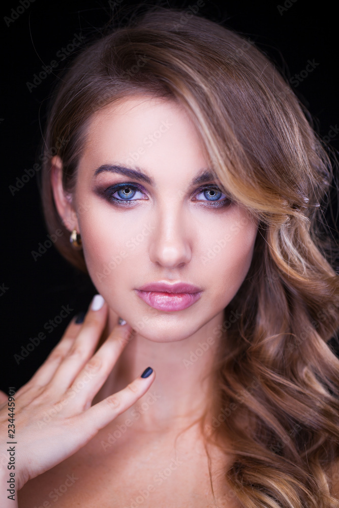 Closeup portrait of beautiful model with long blond hair Closeup portrait of beautiful model with long blond hair