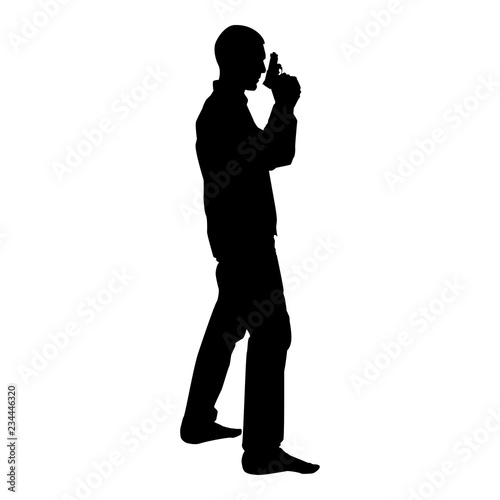 Man with gun silhouette criminal person concept side view icon black color illustration