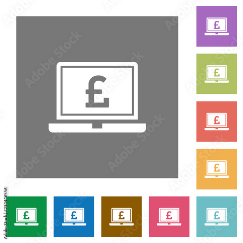 Laptop with Pound sign square flat icons