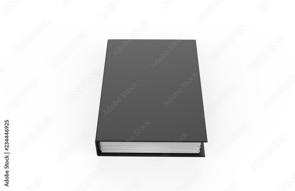 Black closed office binder, mock up template on isolated white background, 3d illustration Black closed office binder, mock up template on isolated white background, 3d illustration