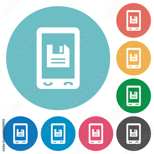 Mobile save data flat round icons