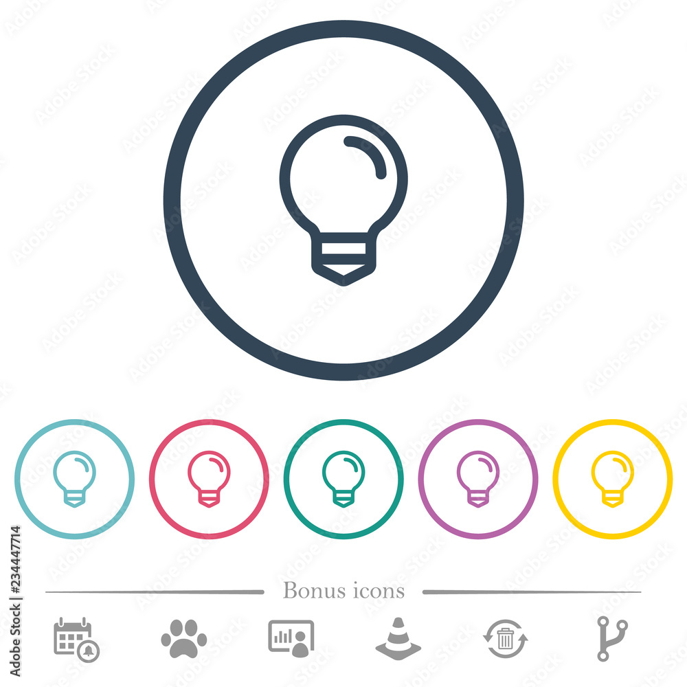 Light bulb flat color icons in round outlines Light bulb flat color icons in round outlines