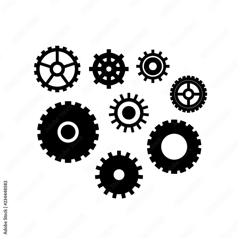Vector set of different gears. Gears icons. Vector set of different gears. Gears icons.