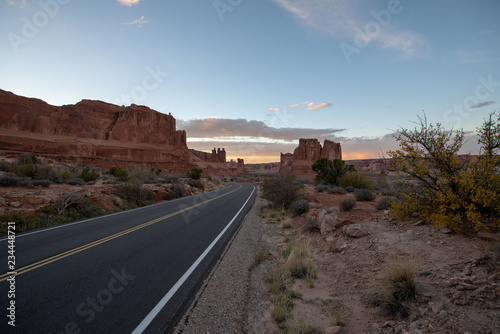Highway in southwestern state canyon going to horizon