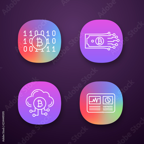 Bitcoin cryptocurrency app icons set