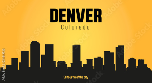 Denver Colorado city silhouette and yellow background