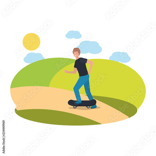 man practicing skateboarding on park