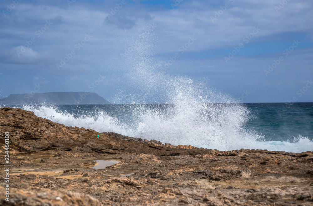 Seascape on a windy day at Pointe des Chateaux in Guadeloupe