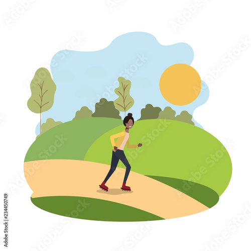 young woman practicing skating in the park