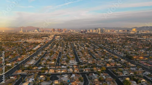 Aerial View Over the Urban Expanse Homes And Buildings of Las Vegas Nevada
