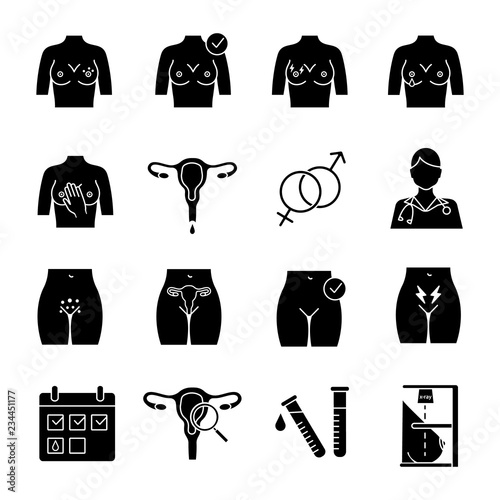 Gynecology glyph icons set