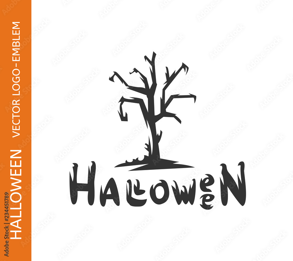 Fototapeta premium Old tree logo - emblem design on white background, halloween vector illustration