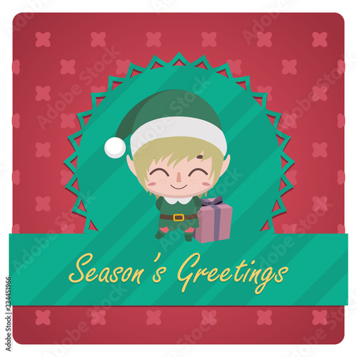 Christmas greeting with cute elf helper
