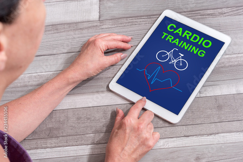 Cardio training concept on a tablet