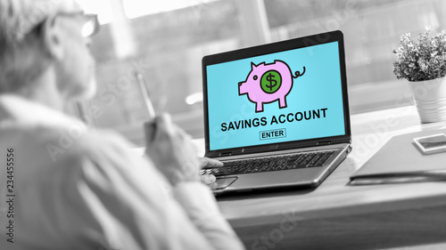 Savings account concept on a laptop screen