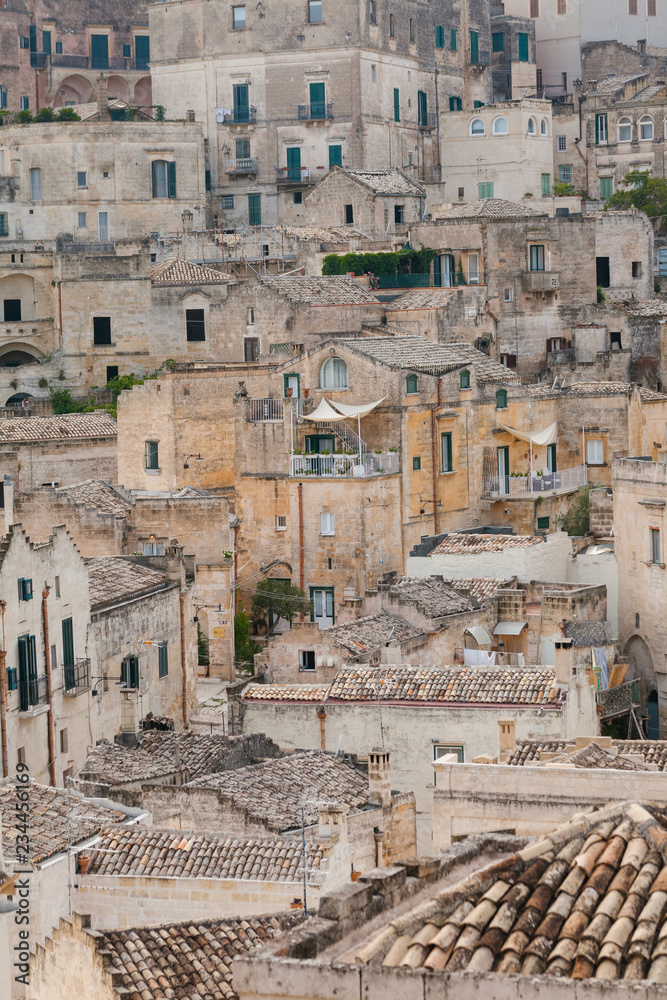 View of the ancient town of Matera (Sassi di Matera), European Capital of Culture 2019,  Basilicata, Southern Italy