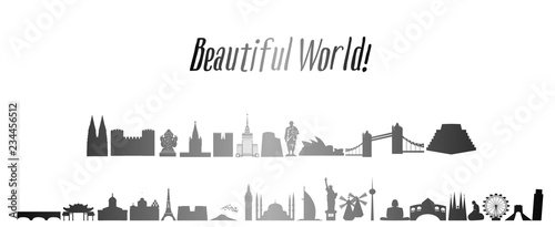 illustration - set of sights from around the world