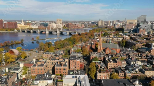 Aerial View Over Boston Commons Across Charles River to Cambridge photo