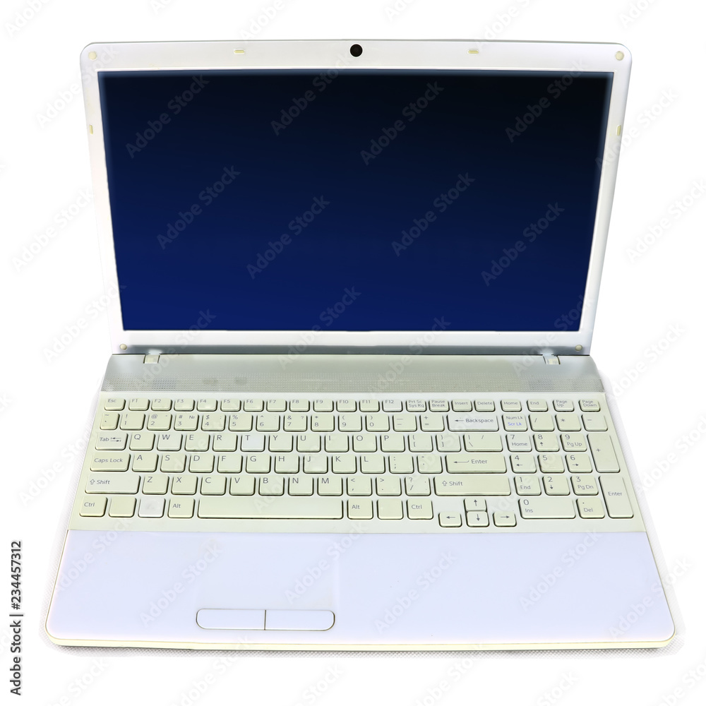 white laptop on a white background, isolated white laptop on a white background, isolated