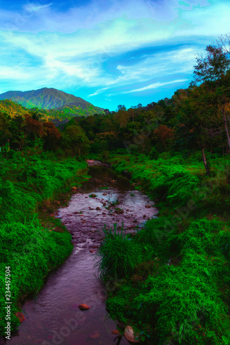 The mountains and stream at Kiriwong village  Nakorn Sri Thammarat  Thailand.Is known as the best weather of Thailand.