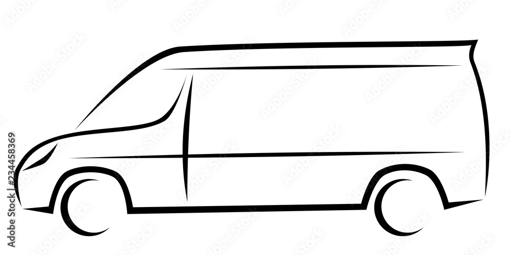 Dynamic vector illustration of a van as a logo for delivery or courier company