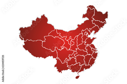 Mapa rojo de china.