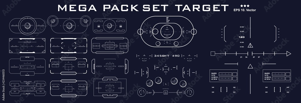 Fototapeta premium Mega pack set target. HUD futuristic user interface. Futuristic virtual graphic touch user interface.
