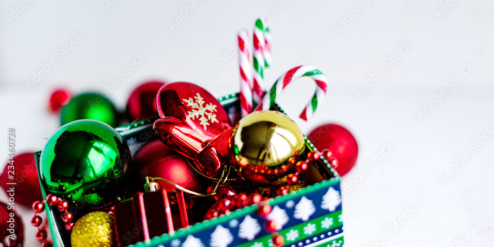Colorful Christmas toys isolated