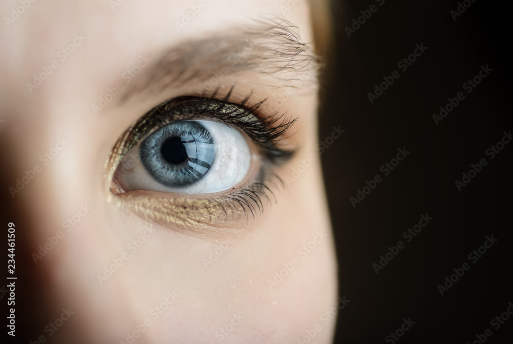Blue iris eye. Macro shot. Blue iris eye. Macro shot.
