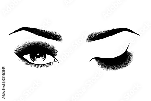 Lady stylish eye and brows with full lashes