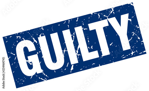 square grunge blue guilty stamp