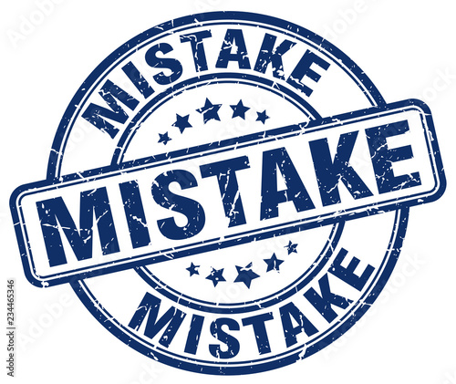 mistake blue grunge round vintage rubber stamp