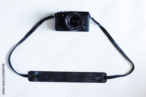 Leather mirrorless camera strap with thread handmade work