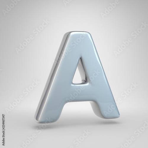 Silver car paint letter A uppercase isolated on white background