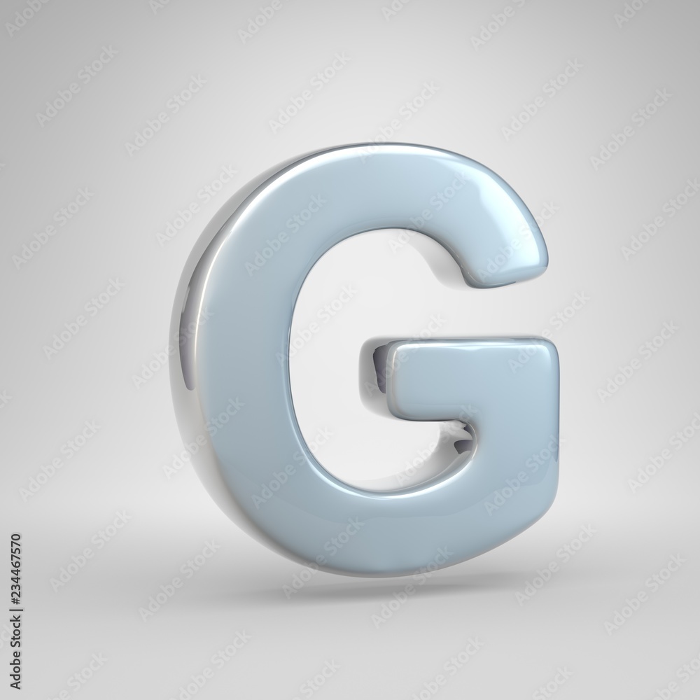 Silver car paint letter G uppercase isolated on white background Silver car paint letter G uppercase isolated on white background
