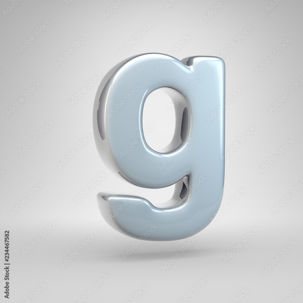 Silver car paint letter G lowercase isolated on white background Silver car paint letter G lowercase isolated on white background
