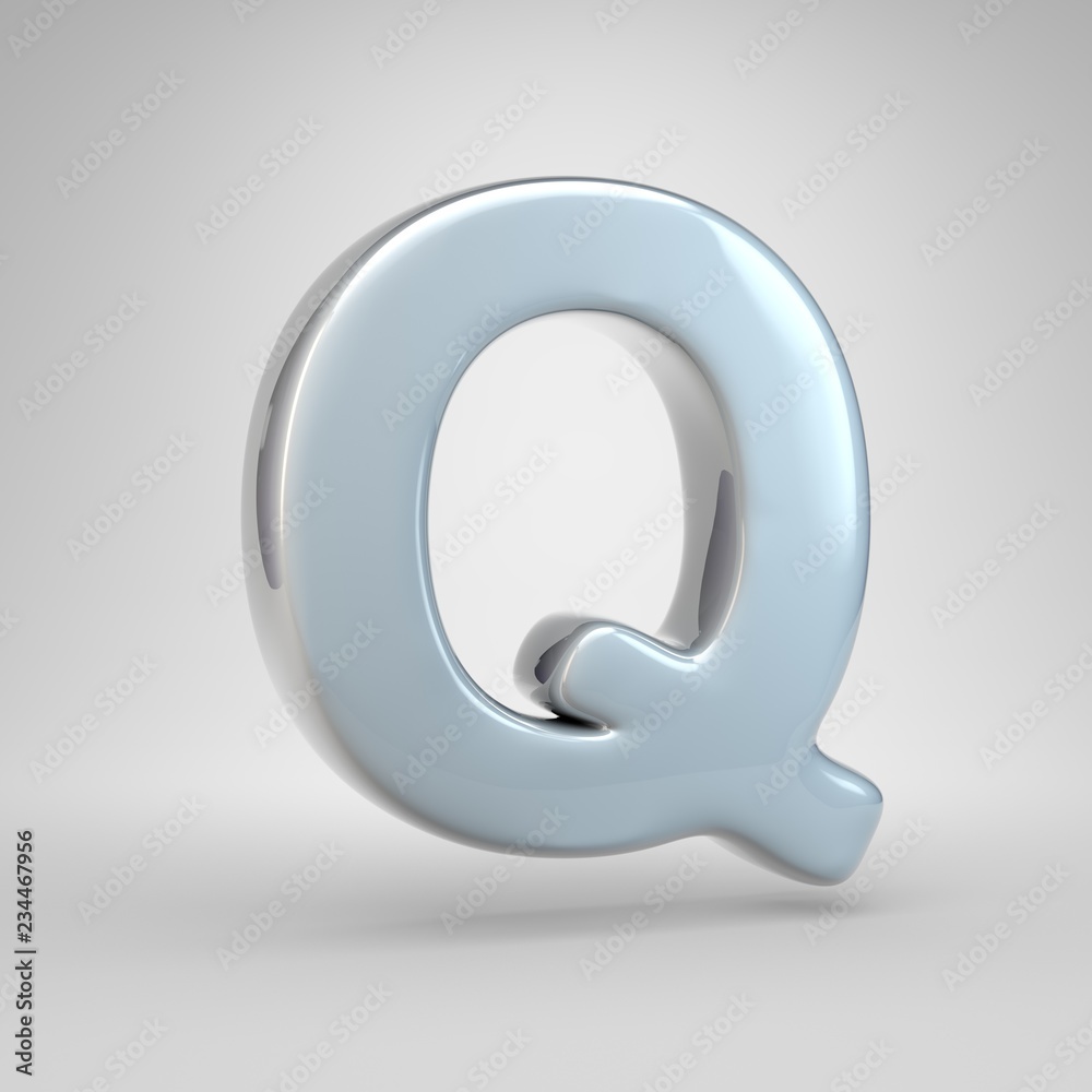 Silver car paint letter Q uppercase isolated on white background Silver car paint letter Q uppercase isolated on white background