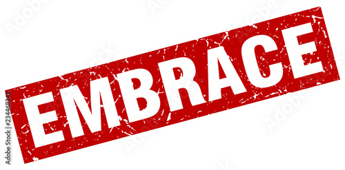 square grunge red embrace stamp