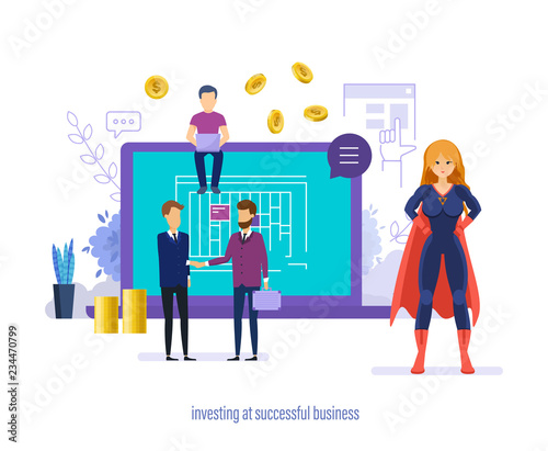 Investing at successful business. Investments in development of start-ups, innovation.