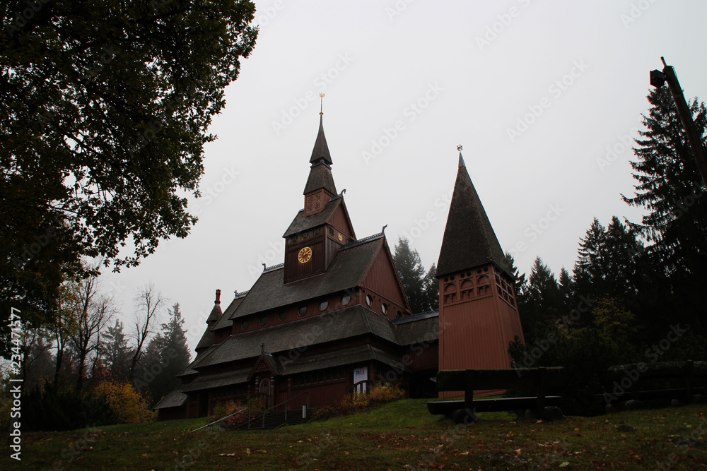 Obraz premium Die Gustav Adolf Stabkirche im Harz