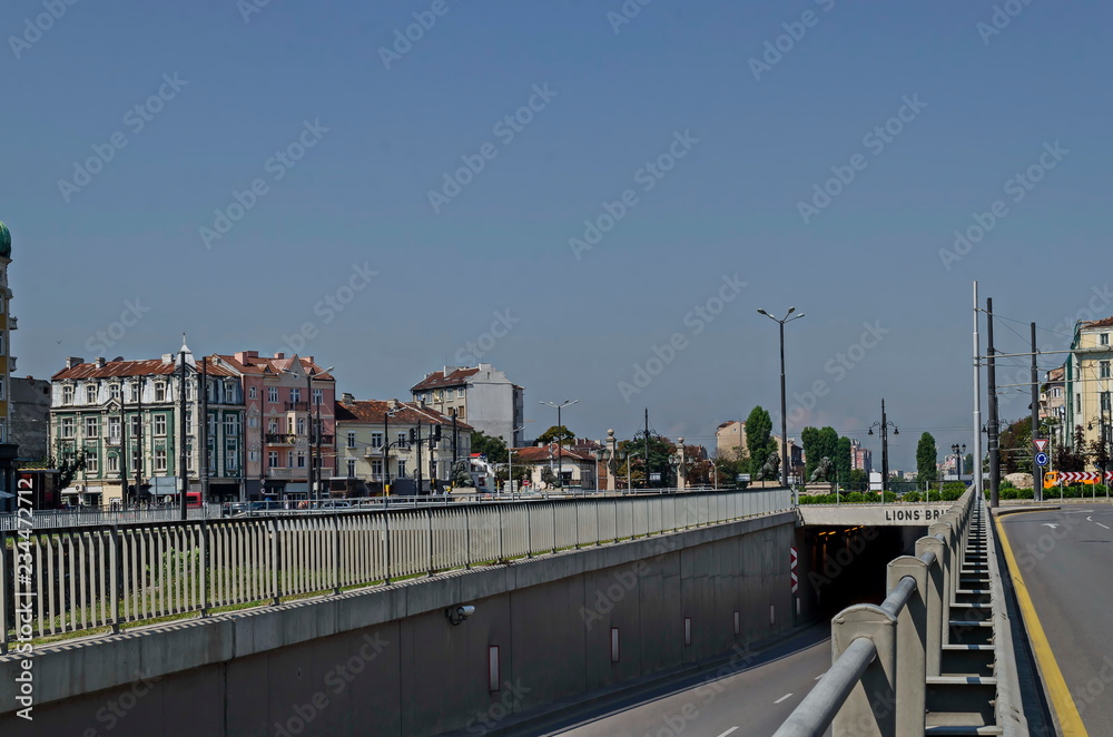 Cityscape of bulgarian capital city Sofia near by Lions bridge, Sofia, Bulgaria, Europe 