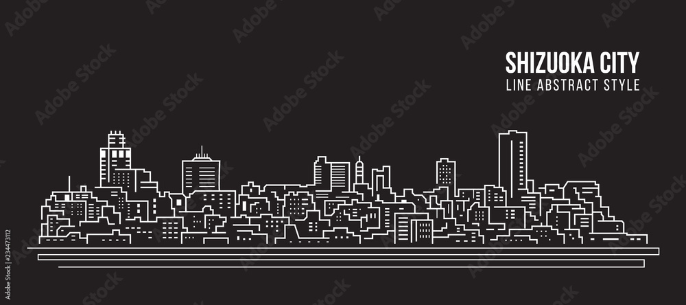 Cityscape Building Line art Vector Illustration design - Shizuoka city